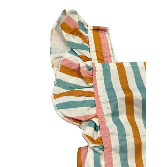 SHEIN Kids Romper Girls Size 3-6M Striped Ruffle Sleeve Multicolor Summer NEW - Picture 2 of 10